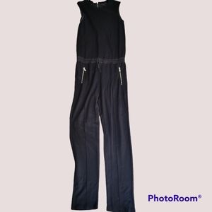 Scotch & Soda Black Sleeveless Drawstring Jumpsuit with Zip Details